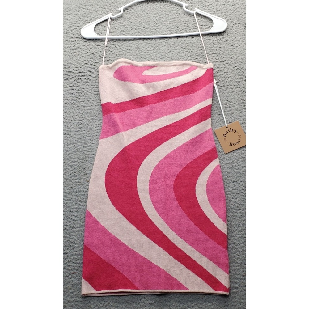 Bailey Rose Wavy Sweater Tube Dress Womens XS Multi Off The Shoulder‎ Strapless
